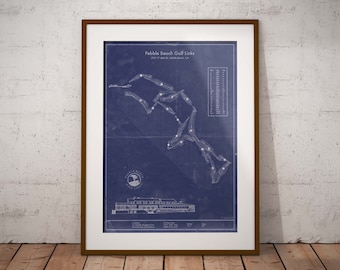 Pebble Beach Golf Links Blueprint - Vintage California Golf Course Decor