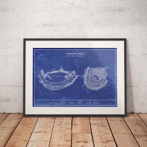 Chicago Cubs Wrigley Field Blueprint - Vintage Baseball Print