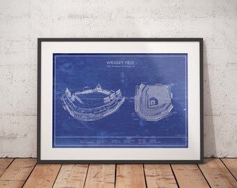 Chicago Cubs Wrigley Field Blueprint - Vintage Baseball Print