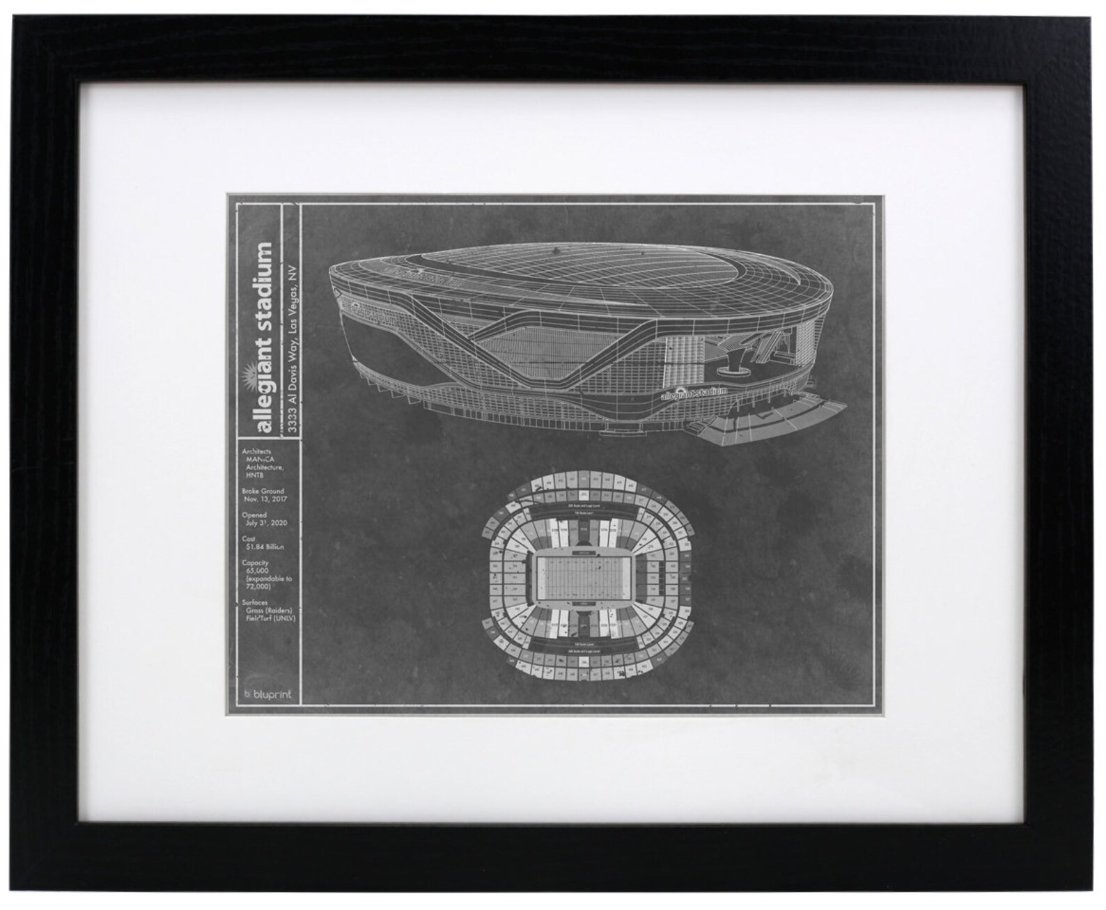 Las Vegas Allegiant Stadium blueprint art. Sizes 5x7 to 24x36 Etsy