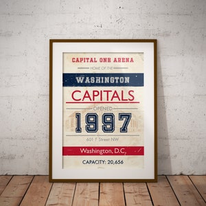 Washington Capital One Arena subway Print - Vintage Hockey Art Decor and christmas gifts for him.