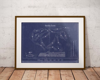 Bandon Dunes Course Blueprint: Sizes 5x7 to 24x36 Prints and Framed