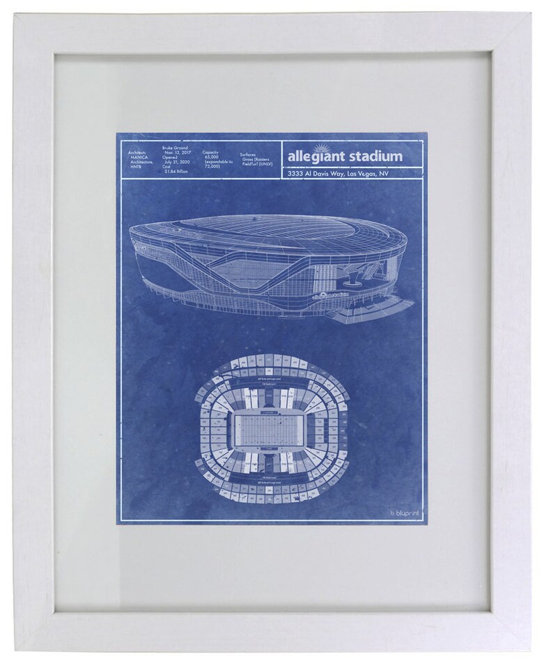 Las Vegas Allegiant Stadium blueprint art. Sizes 5x7 to 24x36 Etsy