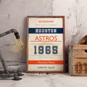 Houston Astrodome Subway Art - Vintage Texas Baseball Stadium Decor and christmas gifts for him.