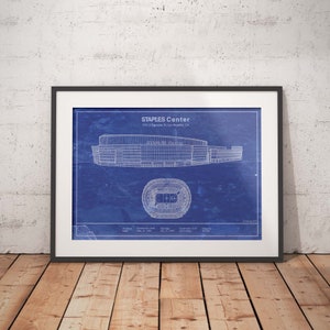 Los Angeles Staples Center Blueprint: Sizes 5x7 to 24x36 Inch Prints and Framed