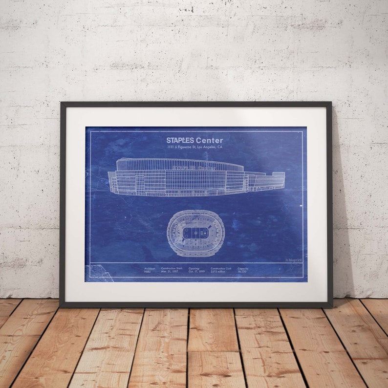 Los Angeles Staples Center Blueprint Art. Sizes 5x7 to 24x36 Etsy