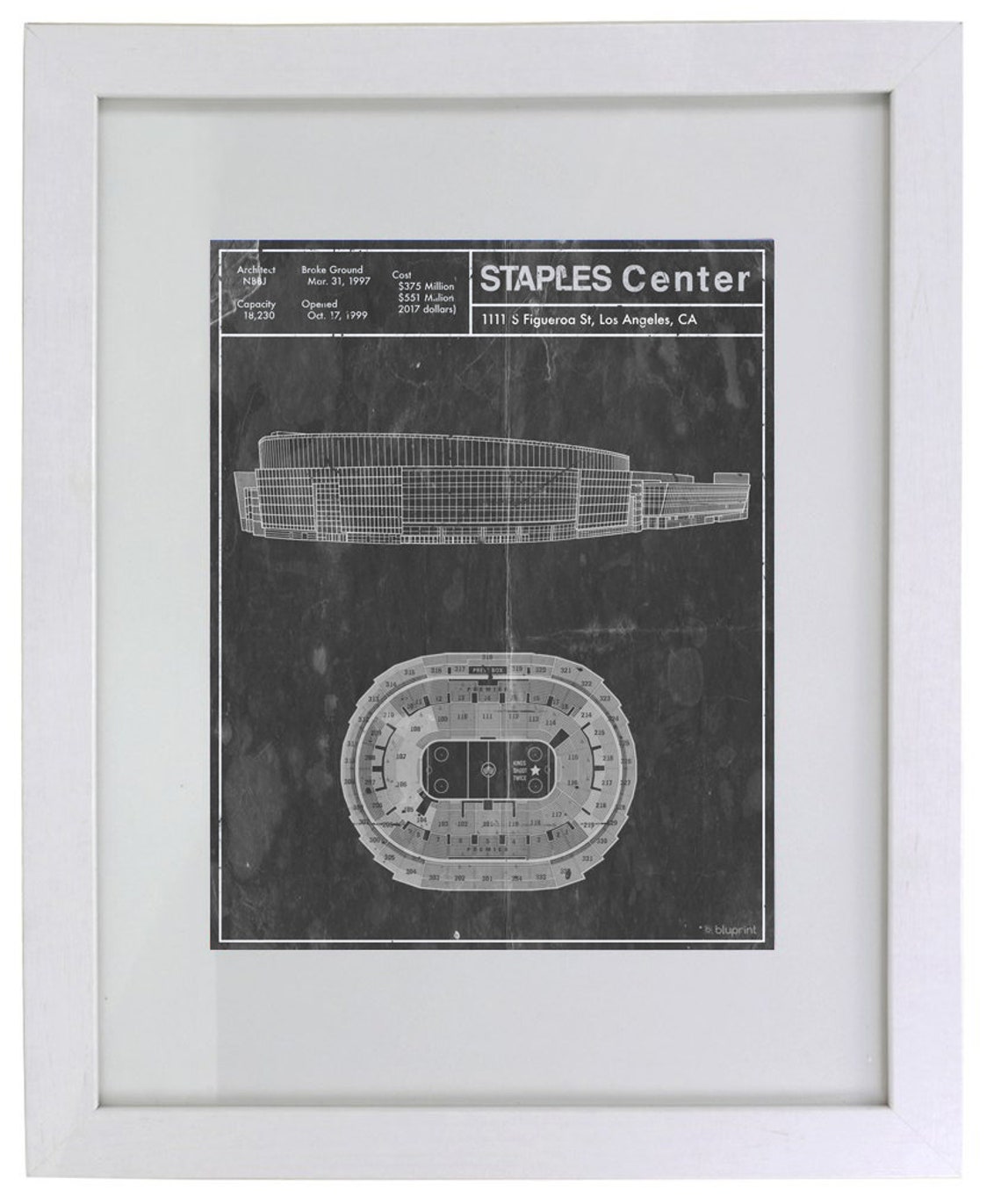 Los Angeles Staples Center blueprint art. Sizes 5x7 to 24x36 Etsy