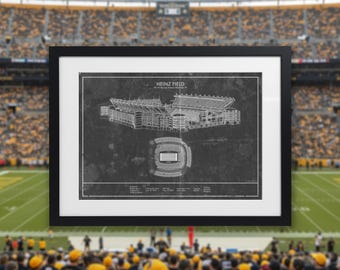 Pittsburgh Heinz Field Blueprint: Sizes 5x7 to 24x36 Inch Prints and Framed