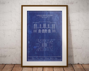 Duke Cameron Indoor Stadium Blueprint - College Basketball Art Decor