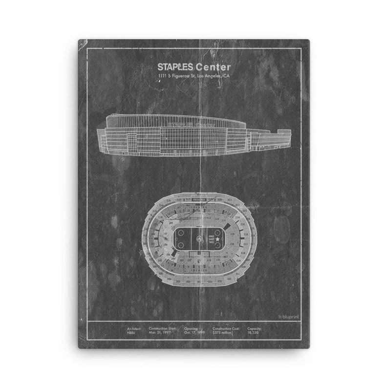 Los Angeles Staples Center Blueprint Art. Sizes 5x7 to 24x36 Etsy