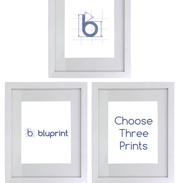 Choose Any Three Prints for a discount price.  Home decor sports art blueprints. Unique ideas for children's bedrooms and sports fans.