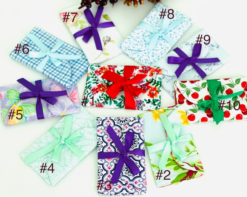 Cotton Fabric Gift Card Holder With Satin Ribbon Washable Etsy