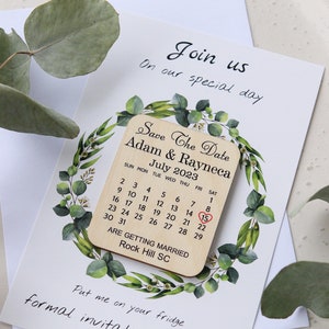 Faire-part de mariage personnalisé avec aimant et carte de mariage, faire-part de mariage personnalisé avec aimant en bois, faire-part de mariage personnalisé