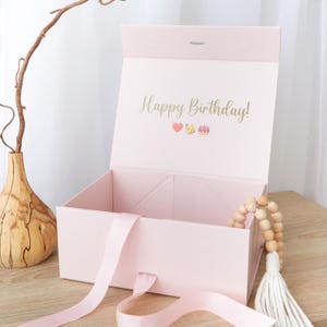 Happy Birthday Box with Name for Present Cute Shipping Box in Bulk Personalized Gift Box with Ribbon Magnetic Closure Basket Thank you Gift