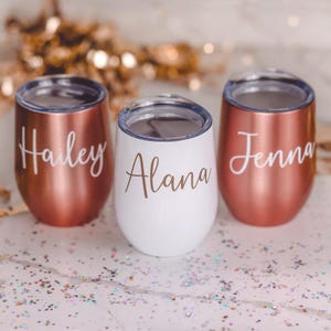 Wine Tumbler Custom Name Wedding Table Decor Bridesmaid Gift Wine Mug Stainless Bridal Cup Bridesmaid Mug Multicolor Personalized Cup To Go