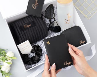 Black Bridesmaid Proposal Gift Set, Bridal Shower Box, Will You Be My Matron of Honor Box, Travel Wedding Gift box