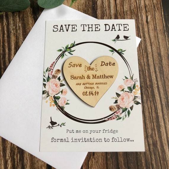 10 Personalised Save The Date Invite Magnet Cards /& Envelopes Wedding Invites LG