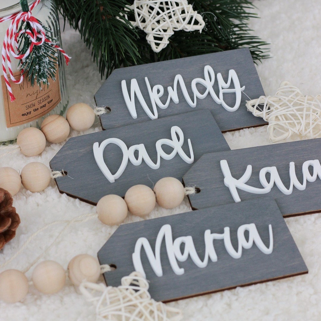 Stocking Personalized Tags, Custom Christmas Tags, Laser Cut 3D Name, Custom Christmas Ornament