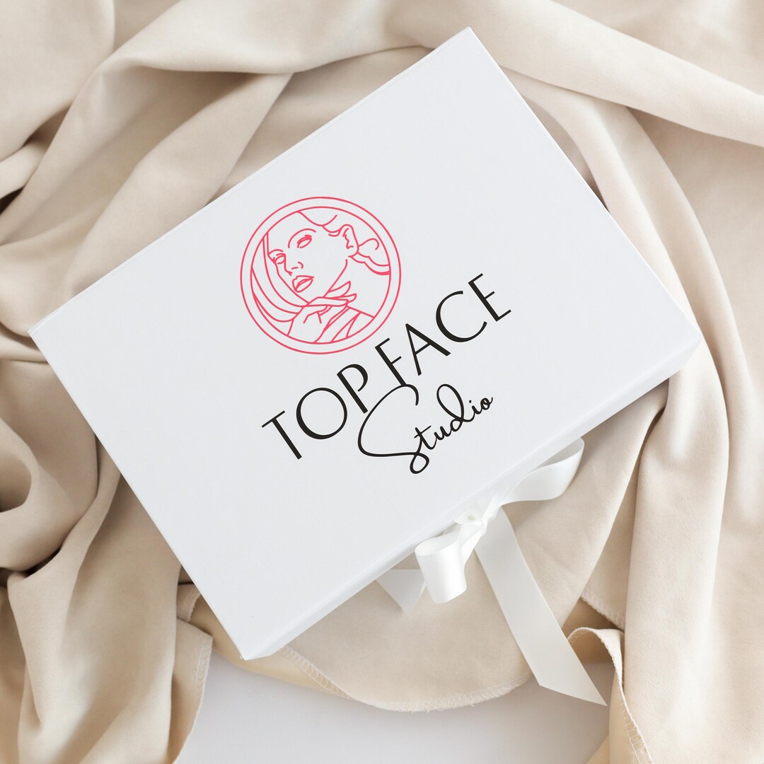 Logo Box Empty With Ribbon and Magnetic Client Present Company Logo ...