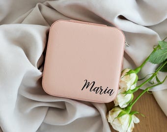 Travel Jewelry Box: Personalized Earring Case for Her, Necklace Case, Maid of Honor Gift