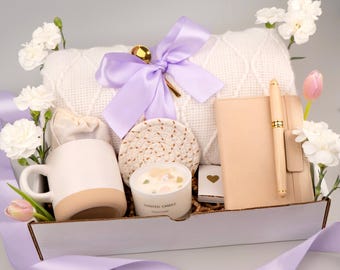Thank You Gift Box for Women with Blanket and Notebook Custom Box with Lids Gift Box for Grandma 60th Birthday Gift Self Care Basket for Her