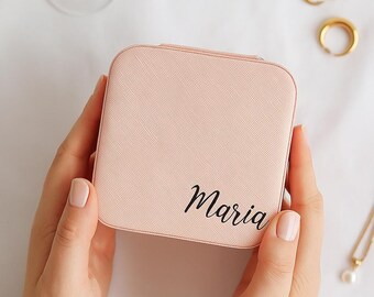 Personalized Travel Jewelry Box: Custom Jewelry Case, Earring Box, Gift For Her