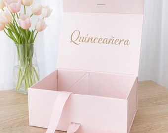 Pink Quinceañera Gift Box, Fifteen Gifts, Special Party Event Custom Packaging Box