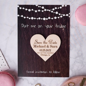 Personalized Save The Date Wedding Magnet, Custom Heart-Shape Wedding Save the Date Wooden Wedding Decoration Custom Wedding Cards Gift Idea