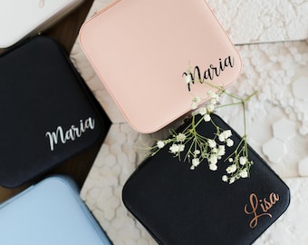 Bridesmaid Box Travel Jewelry Box Wedding Favor Earring Boxes for Teens Personalized Organizer for Small Jewelry Case Necklace Organizer