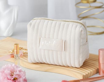 Personalized Make Up Bag for Travel, Luxury Cosmetic Bag, Hostess Gift ,Toiletry Bag Zipper Pouch