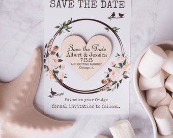 Save the date magnet, Personalized Save The Date, Wedding Invitation, Wood Save The Date Magnet,  Wedding Cards with website, Rustic wedding