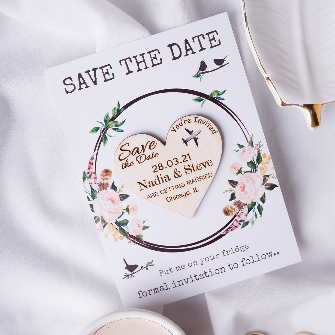 Magnet Invitations Save the Date Magnet Wedding Invitation Gift Heart Shaped Personalized ...