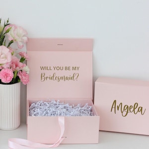 Bridesmaid Proposal Box Personalized Box Empty with Lids and Message Wedding Party Gift Maid of Honor Magnetic Box Custom Bachelorette Gift