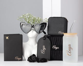 Personalized Bridesmaid Proposal Gift Box Set: Luggage Tag, Passport Cover, Engagement gift box