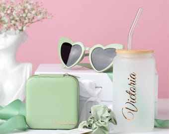 Maid of Honor Bridesmaid Proposal Gift Box Set, Frosted or Glass Tumbler, Jewelry Box, Thank you Gift