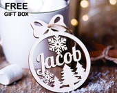 Personalized name ornament wood, Holiday ornament with name, Personalized name snowflake, Wooden Ornaments Personalized Gifts, laser cut