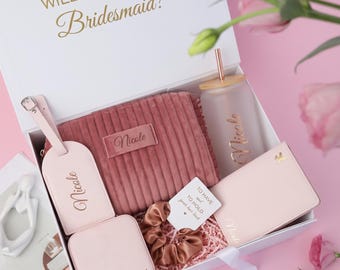 Pink Bridesmaid Proposal Gift Box, Travel Wedding Set, Flower Girl Basket, Large Anniversery Gift