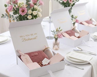 Pink Bridesmaid Proposal Gift Box,  Large Quinceanera Gifts,Luggage Tag, Passport Cover, Will Be My Maid of Honor