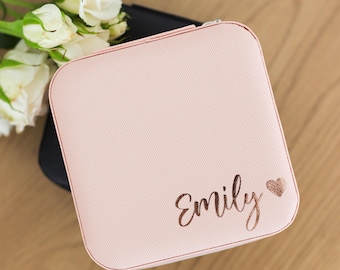 Jewelry Box Bridesmaid Gift Custom Name Jewelry Case Storage Gift for Mother Personalized Organizer for Necklace Name Travel Jewelry Case