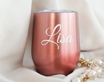 Steel Wine Tumblers, Multicolor Personalized Mug, Wedding Party Decor, Stainless Bridesmaid Mug
