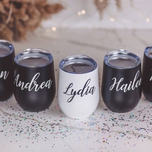 Personalized Wine Tumbler, Wedding Party Gift, Stemless Wine Cup, Bachelorette Tumbler, Personalized Wine Tumbler with Name, Bridesmaid Gift