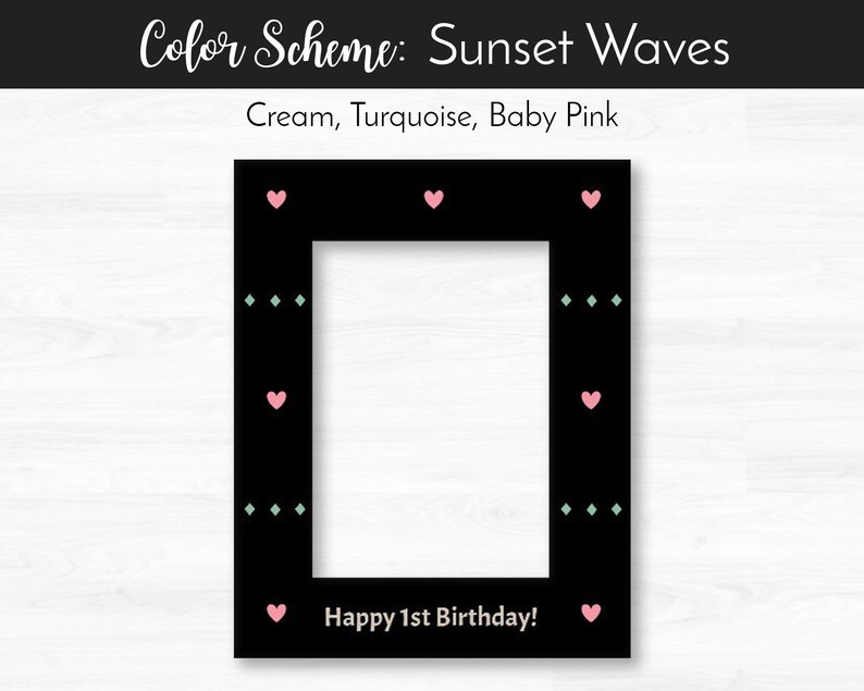 Chic Beach Themed First Birthday Black Photo Mat with Optional Rustic Barnwood Finish Picture Frame Beach Nursery Decor