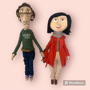 Coraline's "Real Parents" dolls handmade Charlie and Mel Jones dolls inspired in the movie Coraline