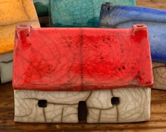 Raku mini Long Cottage ( 5cm )  by Nathalie Hamill