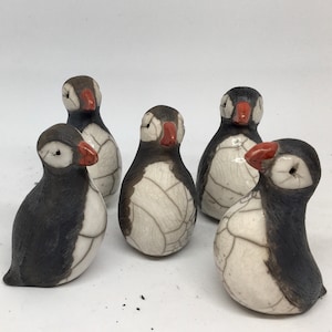 Raku little puffin (8cm high) by Nathalie Hamill