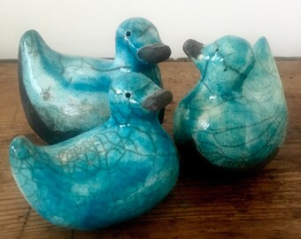 5cm by Nathalie Hamill Raku turquoise little owl