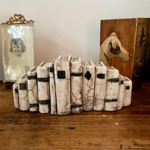Raku mini book shelves by Nathalie Hamill