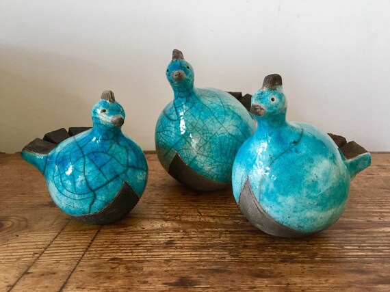 5cm by Nathalie Hamill Raku turquoise little owl