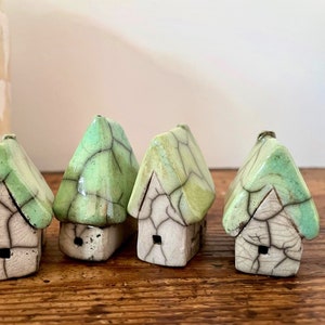 Raku mini house with lime-green roof by Nathalie Hamill image 3