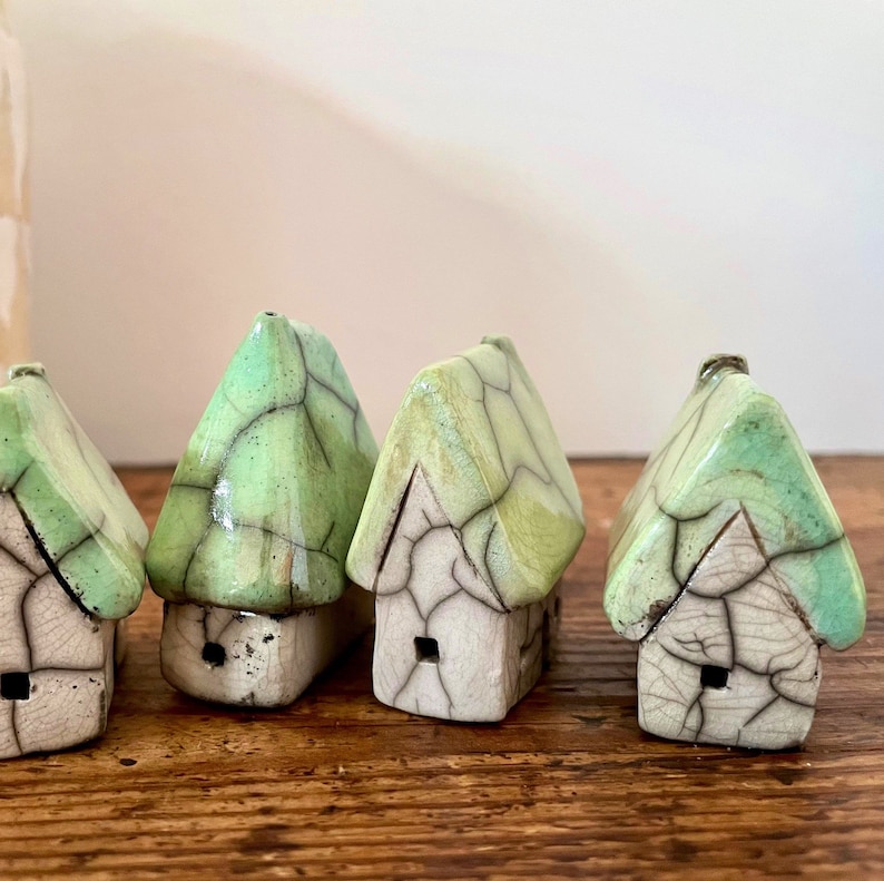 Raku mini house with lime-green roof by Nathalie Hamill image 3